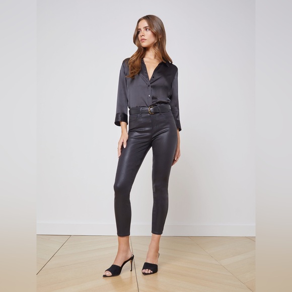 L'AGENCE Pants - L’agence Margot Coated Jeans Black 27 NWT